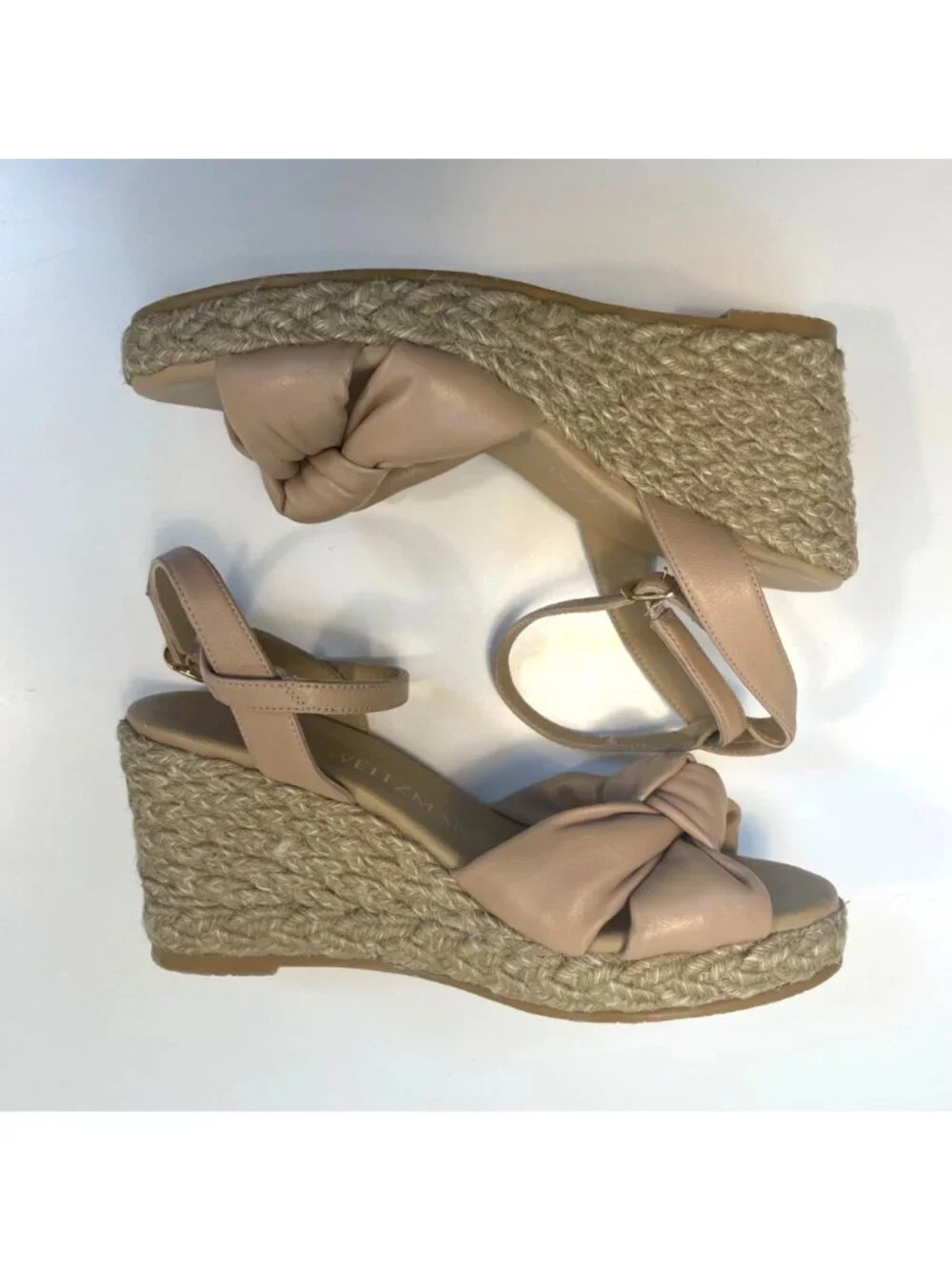 Stuart Weitzman Sofia Espadrille Leather Wedges, Size 5.5 - Picture 2 of 10